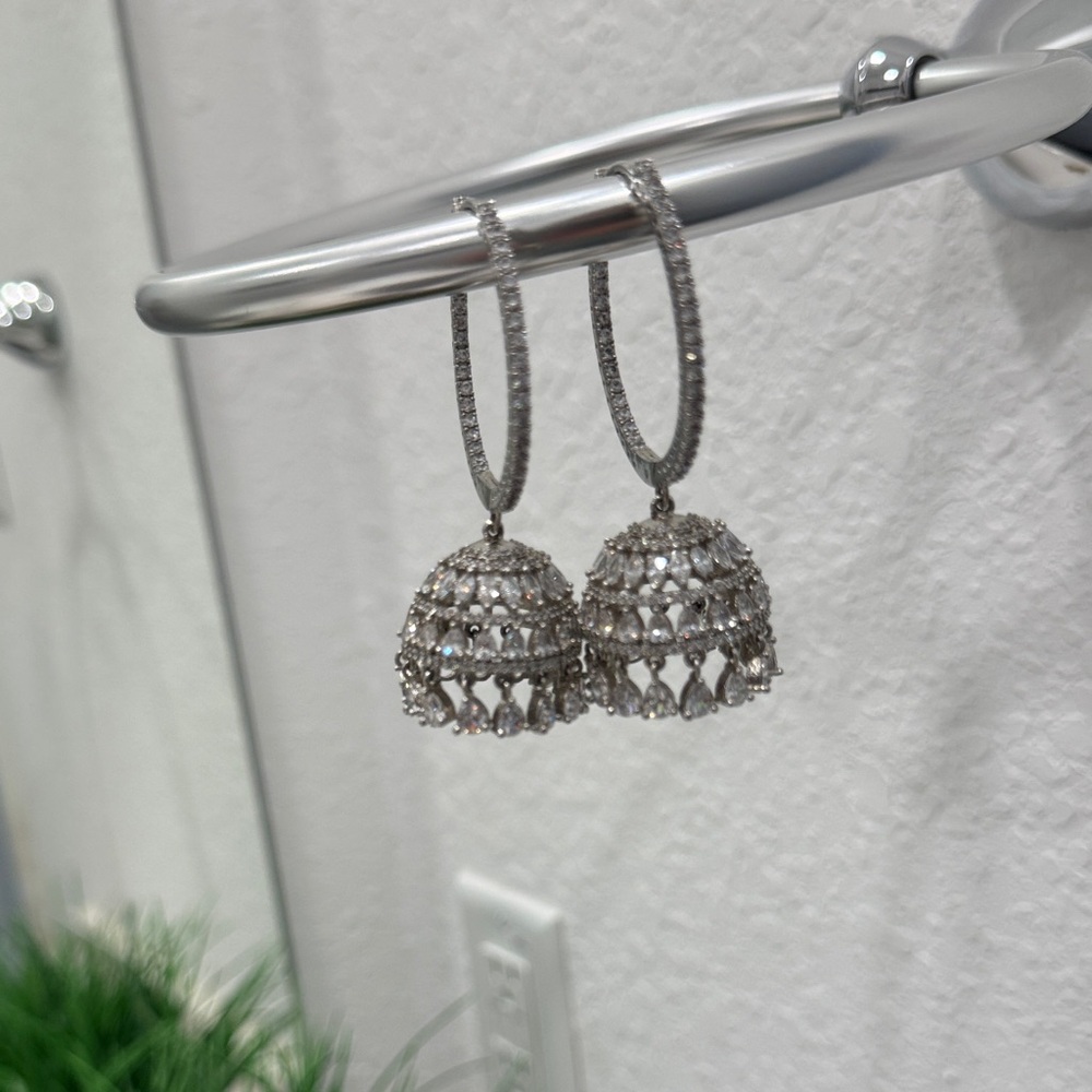 Elegant Silver Jhumka Earrings